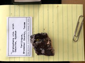 Uranophane xls with Calcite, Gypsum
