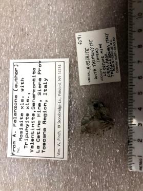 Rosiaite xls. with Tripuhyite xls., Valentinite, Senarmonite