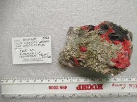 Realgar with Siderite, Arsenic, Rhodochrosite