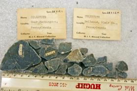 Celestite, fibrous fracture filling
