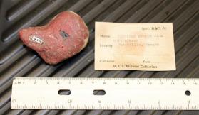Cinnabar and Quartz pebble from gold placer