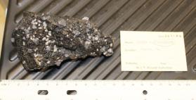 Sphalerite coated with Galena and Calcite crystals